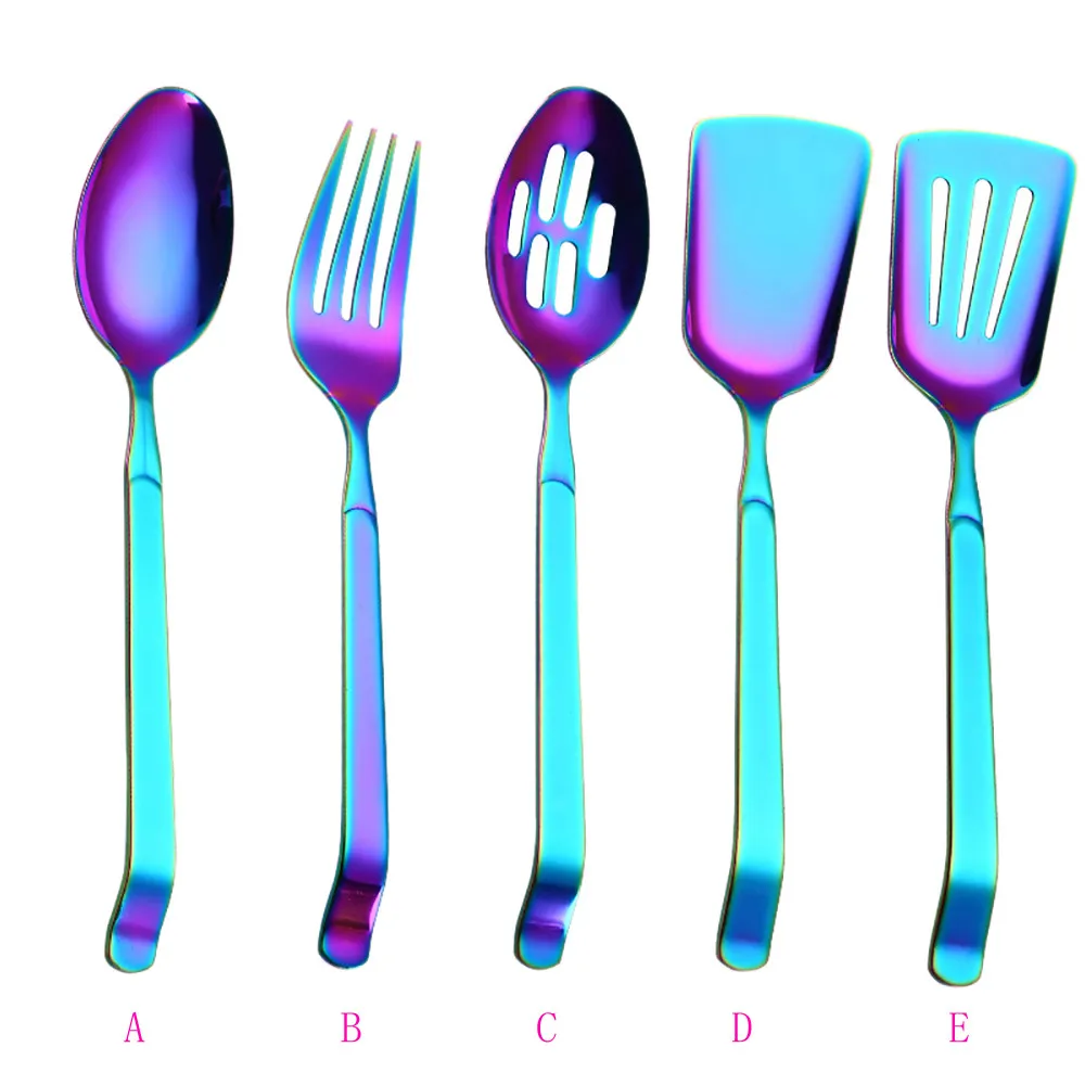 

New Colorful Spoon Handle Spoons Flatware Colander Fork Drinking Tools Kitchen Gadge Passoire Cuisine Cosas De Cocina #10