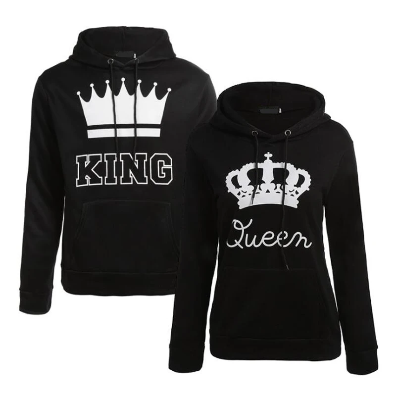 

Couples Queen King Crown Print Hoodie Women Fashion New Style Casual Full Women's Sweatshirt Letter