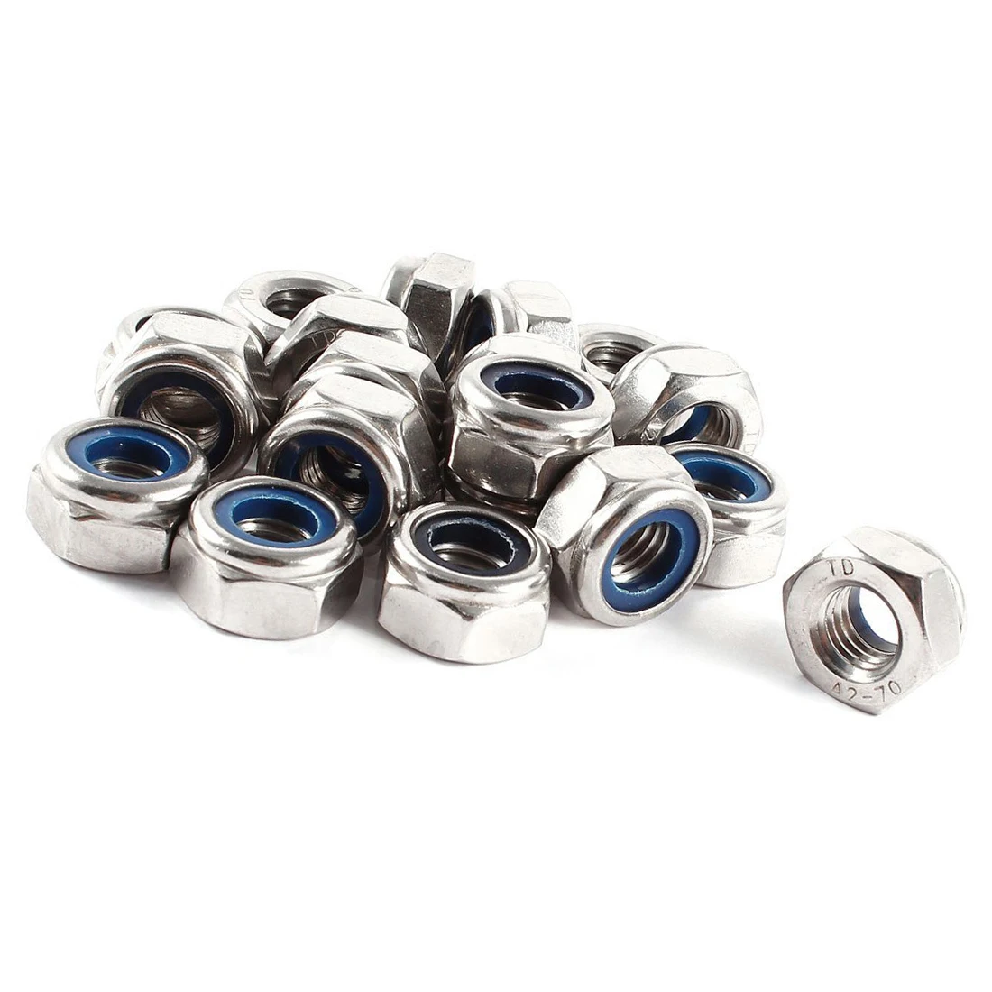 

New 20 Pcs 304HC A2 70 Stainless Steel Hex Nylock Lock Nut M10 10mm