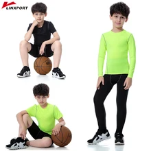 Футболки для бега для мальчиков, футболки для спортзала, быстросохнущие колготки для фитнеса, топы, футбольные майки, мужская спортивная одежда, Компрессионные Леггинсы, штаны