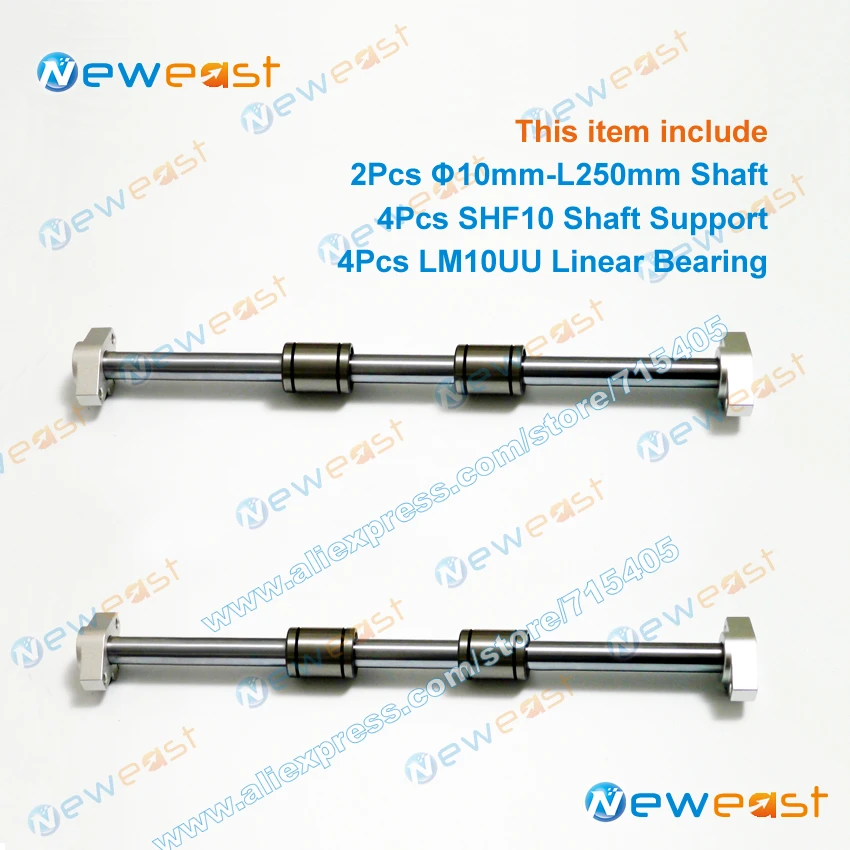 10mm Dia Double Holes Cross Linear Shaft Support | Flux