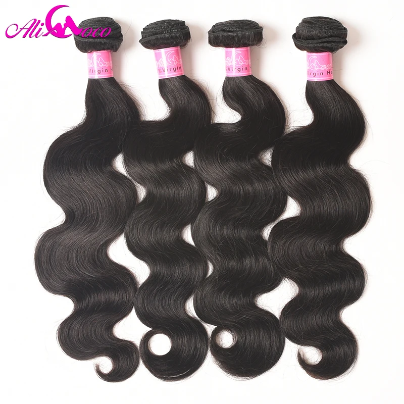 Ali Coco Peruvian Body Wave 4 Bundles With Closure 5 Pieces/lot 100% Human Hair Bundles With Closur