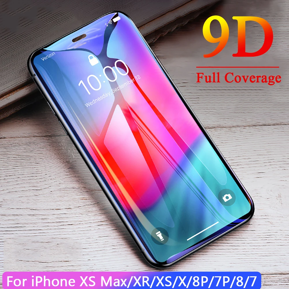 

Rovtop 9D Phone Screen Protector Tempered Glass for iPhone 6 6S 7 X XR XS MAX 7Plus 8Plus 8 9H Glass Full Screen Protection