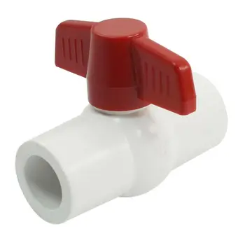

Red Handle Double Ports White PVC Pipe Connect Ball Valve