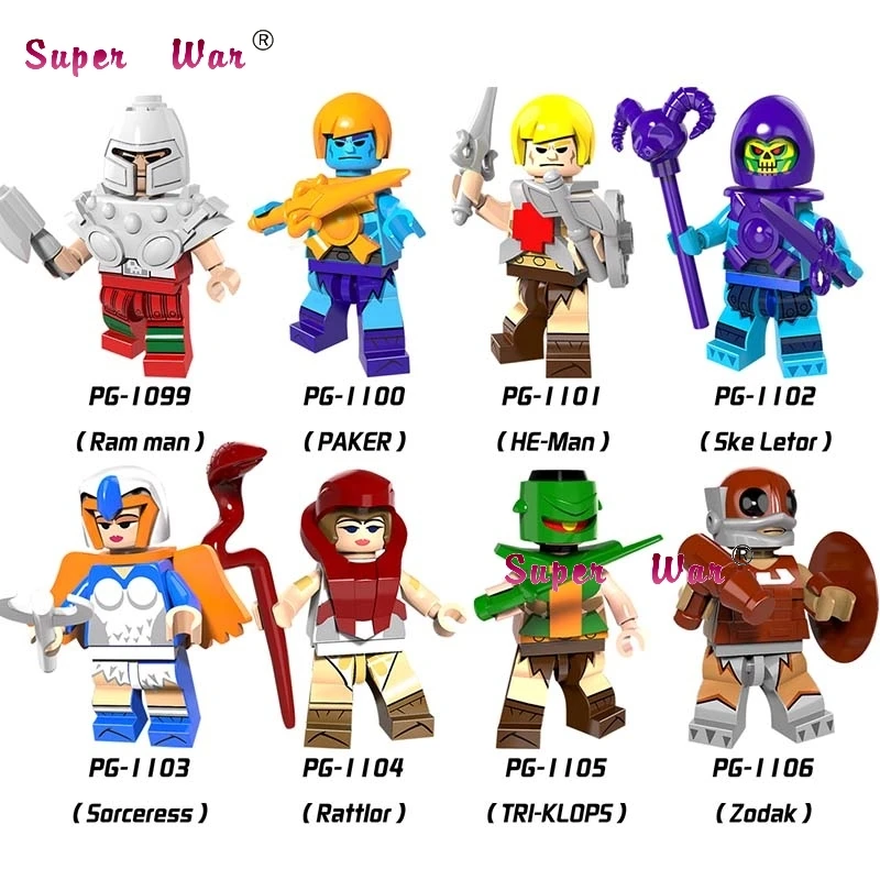 

50pcs HE-Man MASTERS Zodak Rattlor Ram Man PAKER Ske Letor TRI-KLOPS building block bricks for children toys