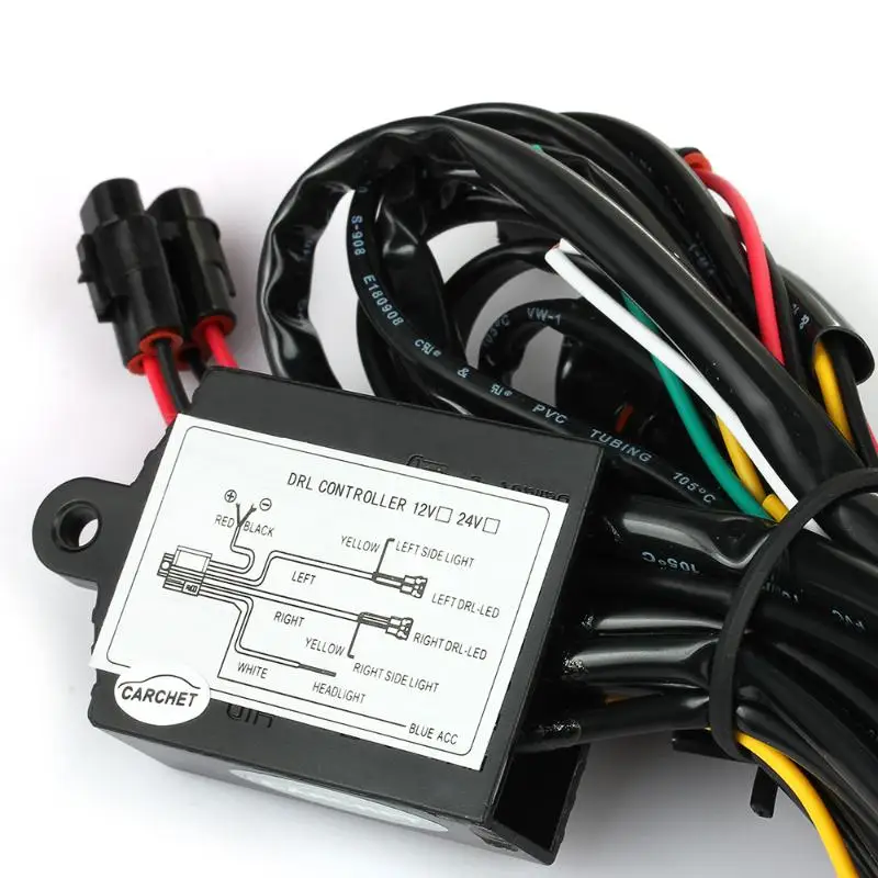 CARCHET LED Daytime Running DRL Fog Light Relay Harness Control