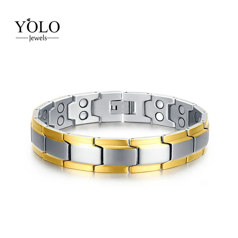

Men's Fashion Stainless Steel Magnetic Bracelet Never-oxidize Hypo-allergenic Release Negative Ions Bracelet Gift for Boyfriend
