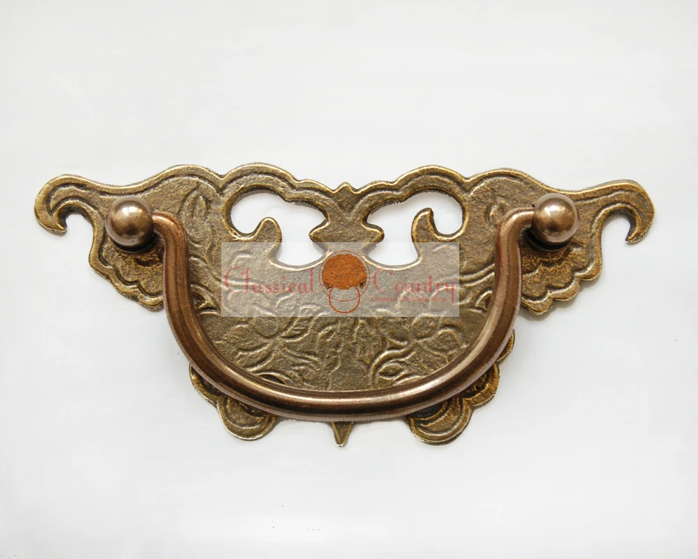 A pair of Antique Furniture Handle Pull Brass Hardware for Drawer Box Cabinet 12x5 4cm