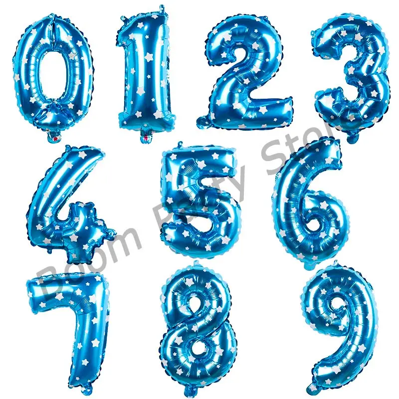 

16inch Blue Number Foil Balloons Digit Helium Ballons Birthday Party Wedding Decor Air Baloons Event Party Supplies