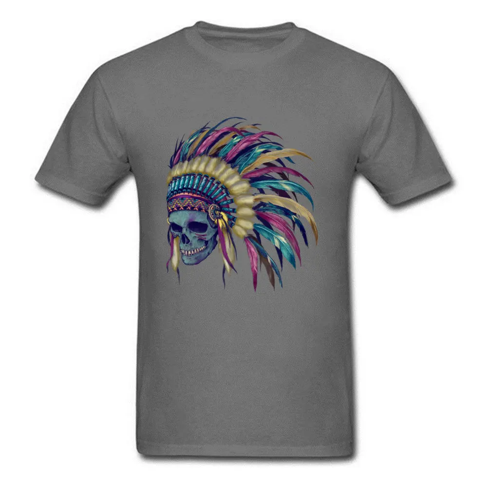 Native Skull Headdress Tops & Tees Wholesale Crewneck Birthday Short Sleeve Cotton Men T Shirts Normal Tops Tees Native Skull Headdress carbon