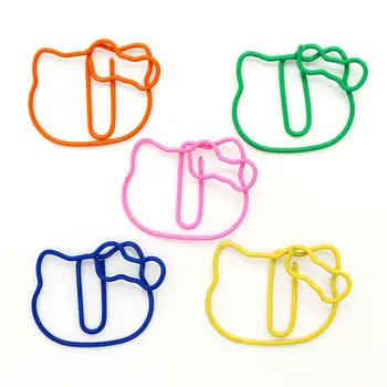 

100 pcs Hello Kitty shaped Paper clips Pink Cat Clip Bookmark Creative Styling Paper Clip Metal Clips Paper Kawaii Stationery