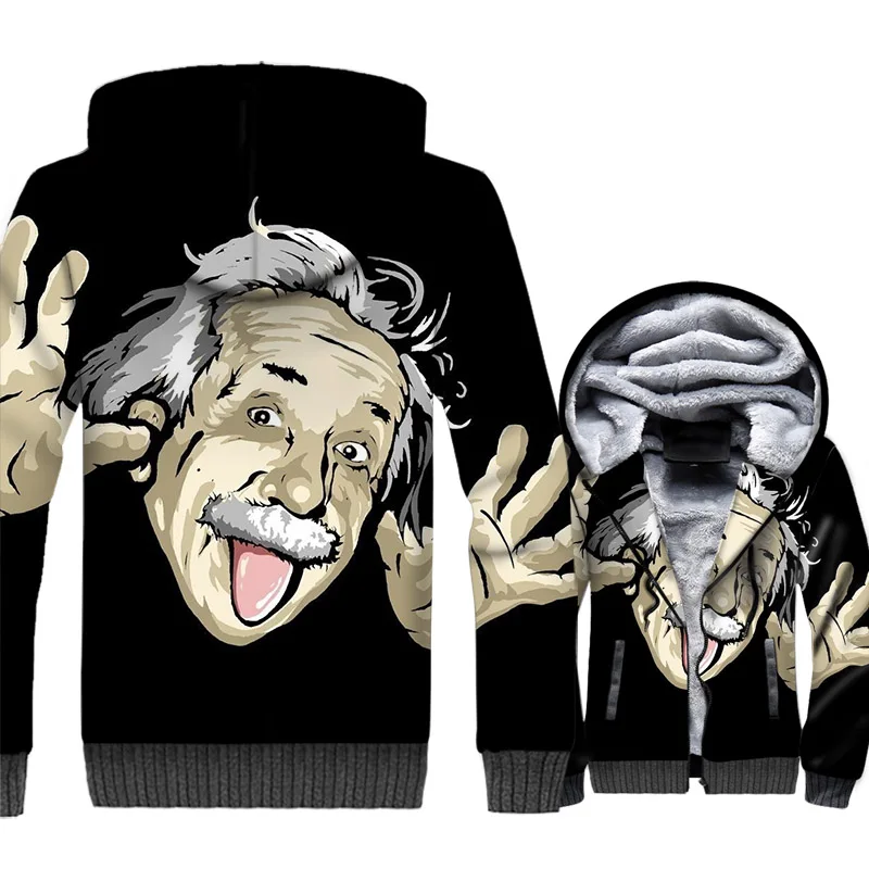 

Einstein Jacket 3D Print Scientist Physicist Hoodie Men Funny Sweatshirt Winter Thick Fleece Coat The Big Bang Theory Streetwear