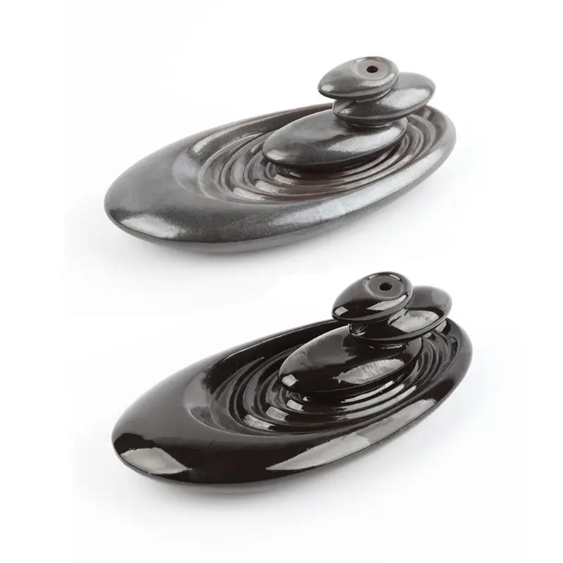 

Stone Overlap Ceramic Smoke Reflux Backflow Incense Burner Censer Holder Handicraft Home Decoration