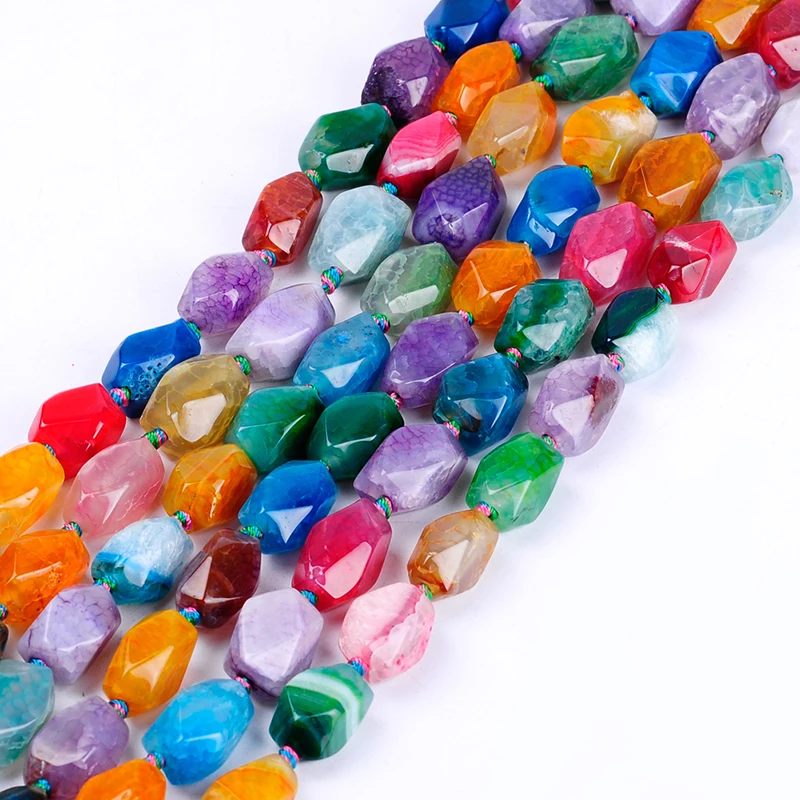 

Top quality semi-precious 2 colors Rhombic cylinder stripe crack Natural Agata stone beads DIY making for jewelry crafts