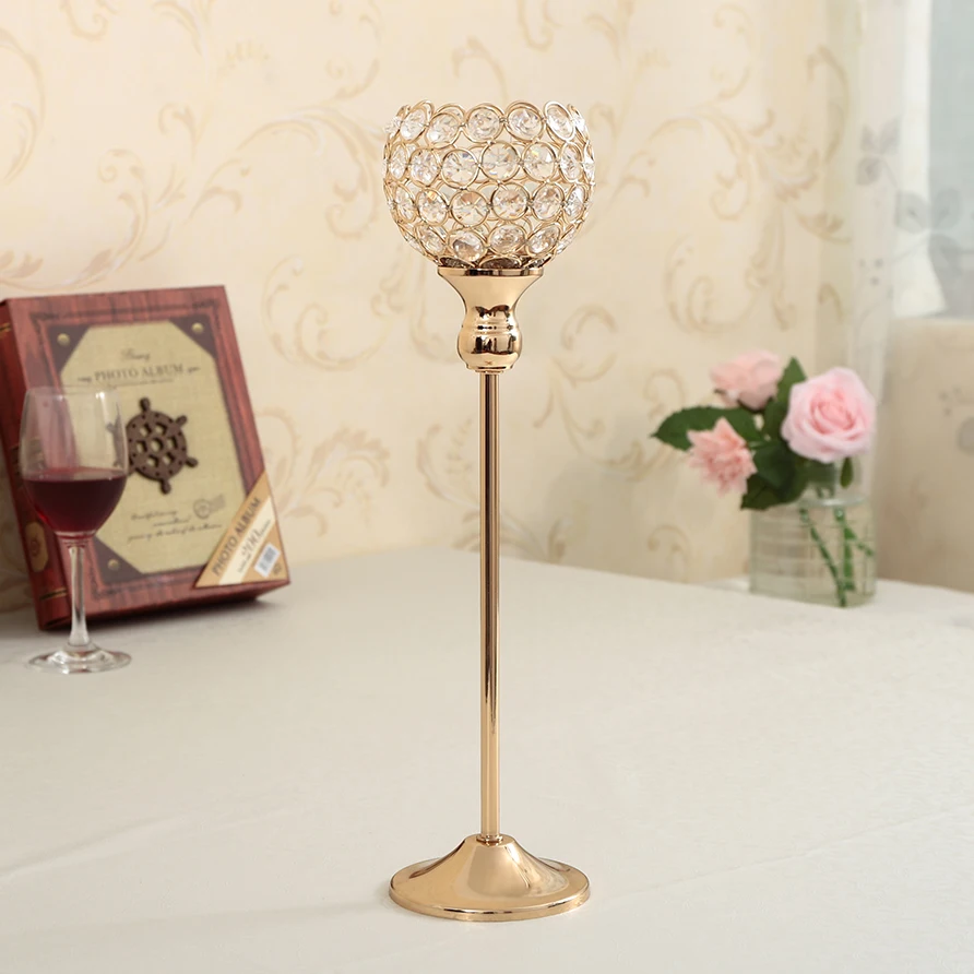 Crystal Candle Holder Metal Candlestick Wedding Holiday Party