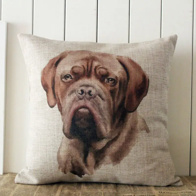 

LINKWELL 18"x18" World Famous Dog Dogue de Bordeaux Dog Burlap Decorative Pillow Case Cover Cushion Cover Protector Slip