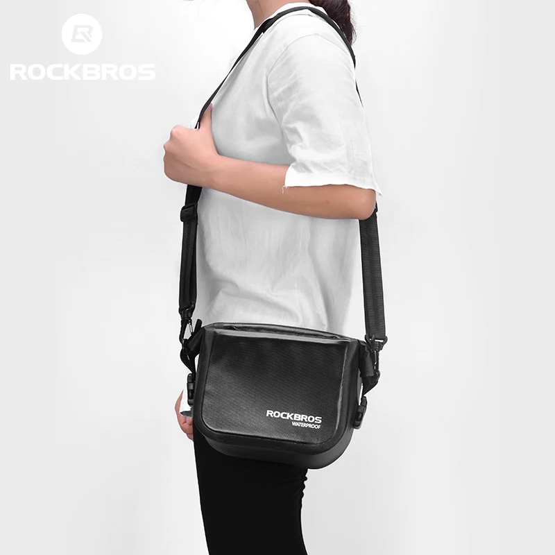 Discount ROCKBROS Bike Bag Waterproof Handlebar Bag Bicycle Front Tube Bike Basket Shoulder Pack Riding Cycling Bag Bicycle Accessories 3