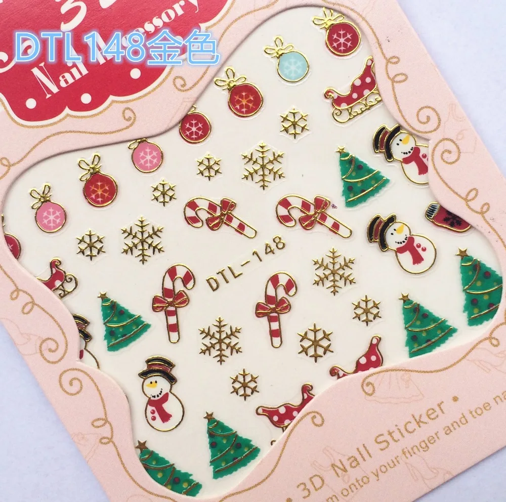 5 листов Золотой Рождественский снег наклейки для ногтей подарок на год DIY детские наклейки Зима Санта Клаус колокольчик Рождественский дизайн 3d украшения для ногтей