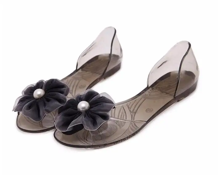 BEYARNE Летняя женская обувь на плоской подошве сланцы прозрачного пластика леди студенты в римском стиле пляжные сандалии со стразами цветок рыба с открытым носком на платформе сандалии 40
