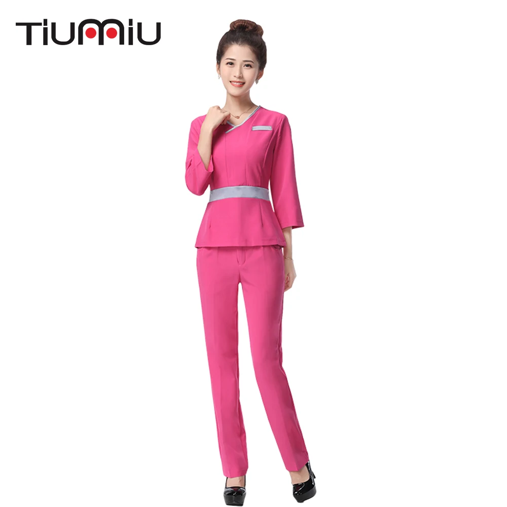 

2018 New Lab Workwear Uniform Long Sleeve Jacket+Pants Uniform Women Medical Aviation Uniform Beauty Salon SPA Fashion Clothing