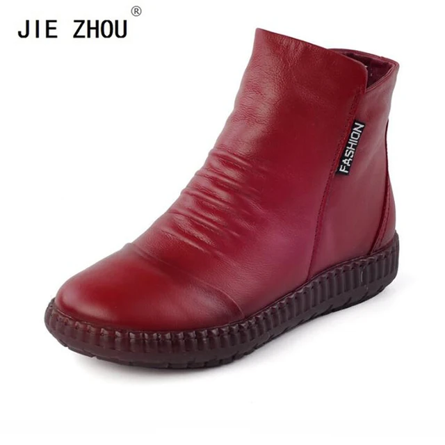 Special Price Plus Size 35-43 Genuine Leather Women Boots Brand Women Winter Boots Mother Shoes Side Zip Ankle Boots Fashion Casual Boots  