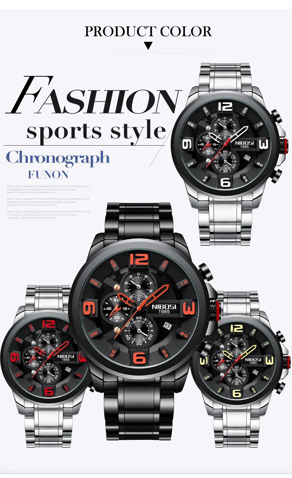 NIBOSI Reloj Hombre 2018 Men Watches Top Brand Luxury Sports Watches For Men Watches 2018 Luxury Brand Waterproof Full Steel     (6)