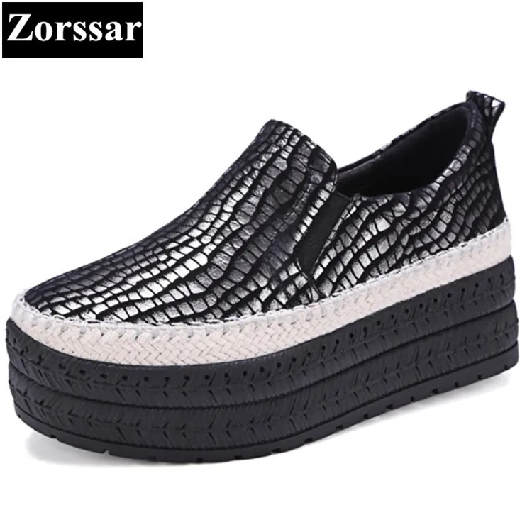 

{Zorssar}2017 New Fashion Serpentine Style Womens Creepers shoes Female Casual shoes Women Platform Loafers woman Flats shoes
