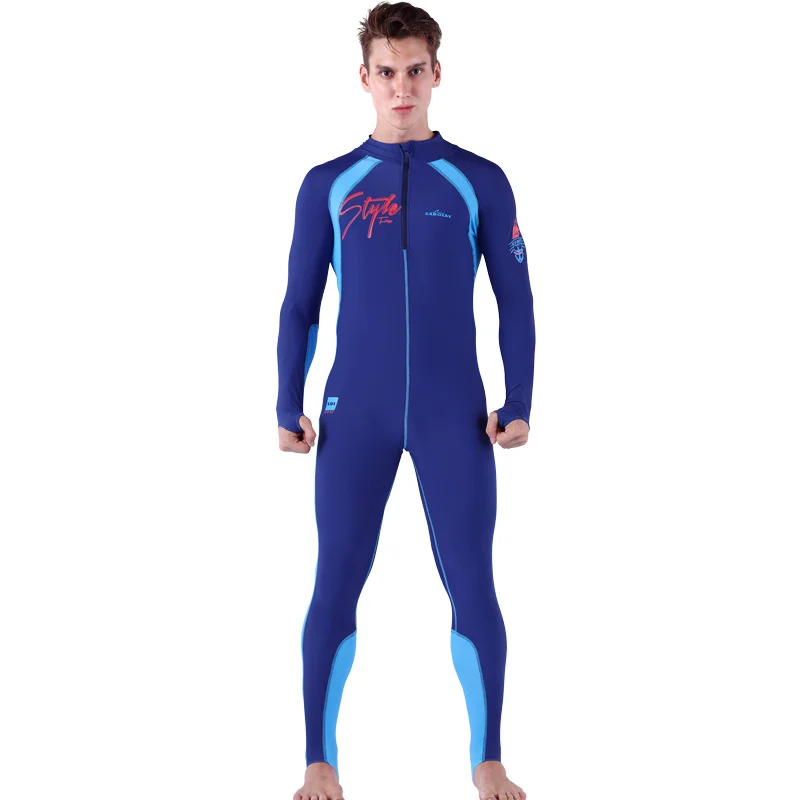 SABOLAY Men one piece elasticity Sianese full body Swimwear Rashguard Swimsuit Surf Diving