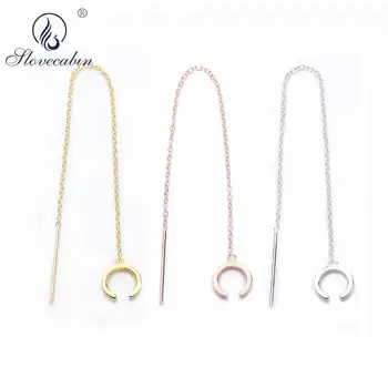 

Slovecabin 100% Original 925 Sterling Silver Single Drop Earrings Ear Long Chain Ear Cuff Summer Earrings Fashion Jewelry