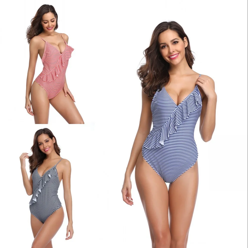 

LKlady One Piece Swimsuit 2019 Sexy V Neck Printed Bikini Female High Waist Swimwear Women Bathing Suits Summer Beach Wear