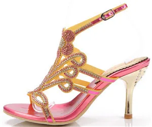 2018 New Women's Fashion Diamond Rhinestone Thin Heels Open Toe Casual Sandals Buckle High Heel Dress Shoes Black Gold Silver 2018 New Women's Fashion Diamond Rhinestone Thin Heels Open Toe Casual Sandals Buckle High Heel Dress Shoes Black Gold Silver