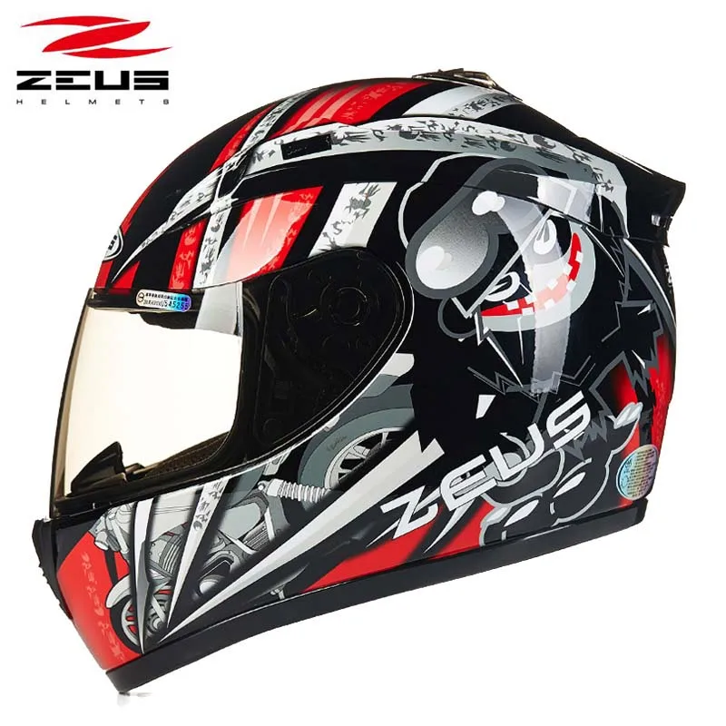 Мотошлем на все лицо DOT ZEUS red Runaway красивые мотоциклетные шлемы для скутера