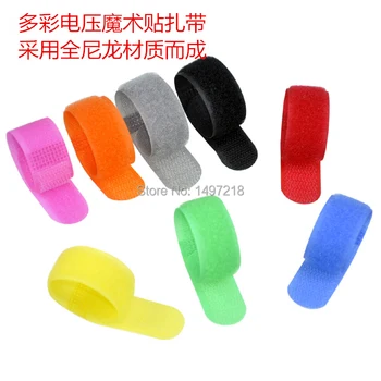 

Hot sell 50pcs/lot 2cm*20cm magic tape cable strap High Quality Adjustable Multicolor Nylon Straps Hook-Loop Tape