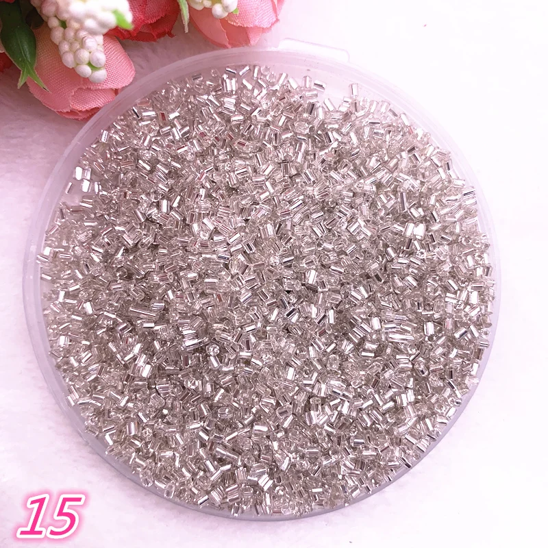

DIY 2*2.5mm 800pcs/lot Czech Cylindrical Glass Bugle Beads European Seed Long Tube Two Hole Loose Beads For Jewelry Making #15