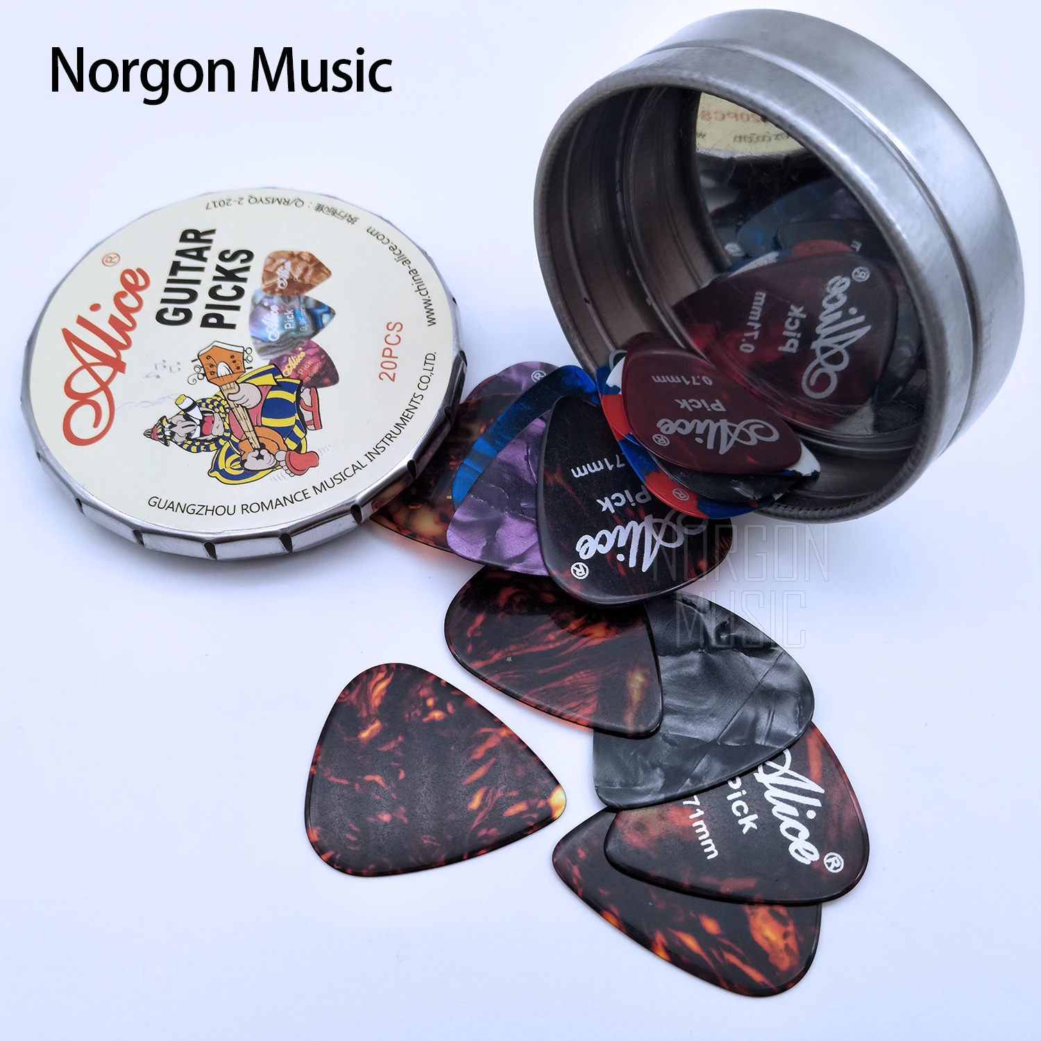 

Alice Celluloid Guitar Picks Mix Thickness 0.41mm 0.71mm 0.81mm 1 Metal Box Guitar Accessories Musical Instruments Kit
