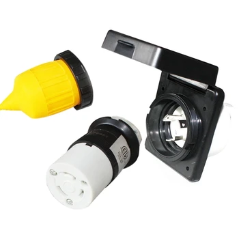 

Rv 30A Power Inlet Plug Female Twist Locking Connector Black 125V Ac Inlet W/Weatherpoof Cover Boot Kit