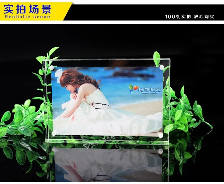 4 acrylic photo frame clear crystal magnet picture