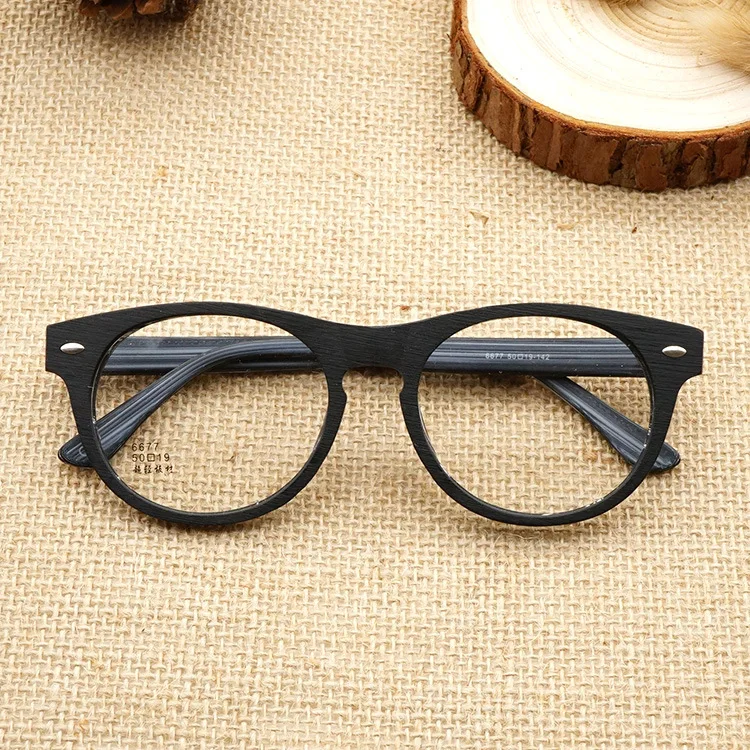 

2019 New Vintage Retro Acetate Round Eyeglasses Frame Men Women Handmade Wood Grain Myopia Prescription Optic Glasses Frame NX