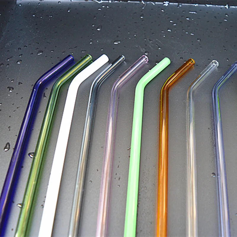 100 Special Fine Curved Pyrex Glass Drinking Straw Pipette Barware