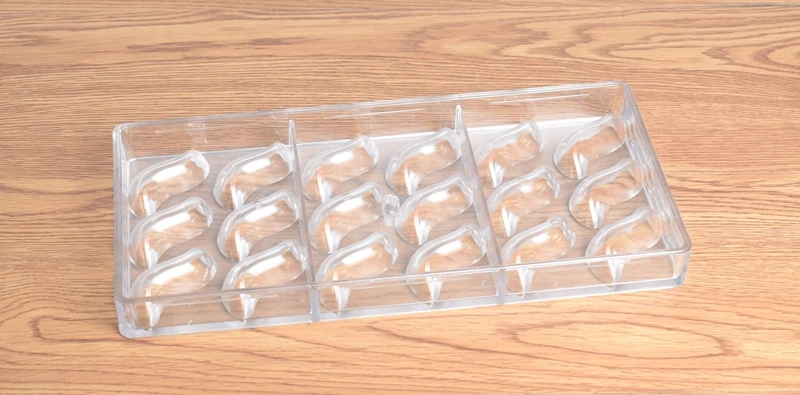 18 cavities curve arc S shape polycarbonate PC chocolate mold ice cube mould chocolat candy making molds DIY baking stuff