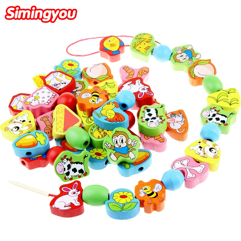 

Simingyou Wooden Puzzles For Children Montessori Educational Geometric Cartoon Animal Beads Birthday Gift WZQ3 Drop Shipping