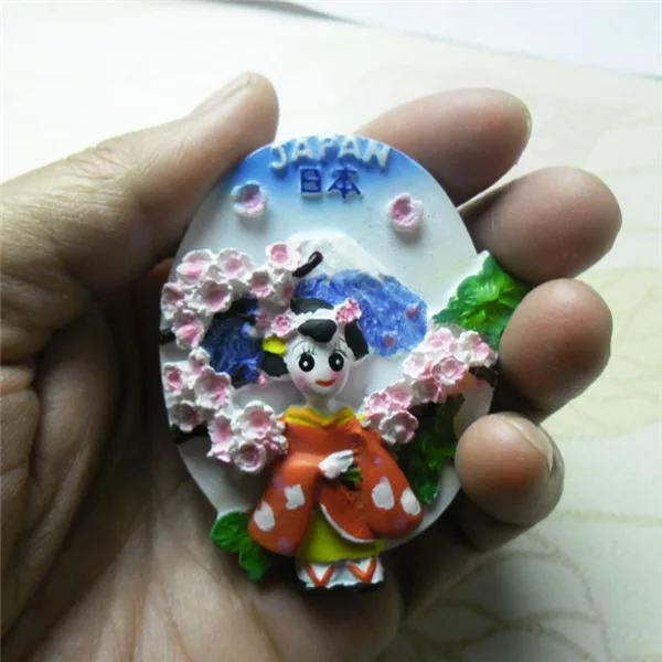 Japan Mt. Fuji Sumo Kimono Geisha Tourist Souvenir Figures Fridge Magnets - Geisha 1