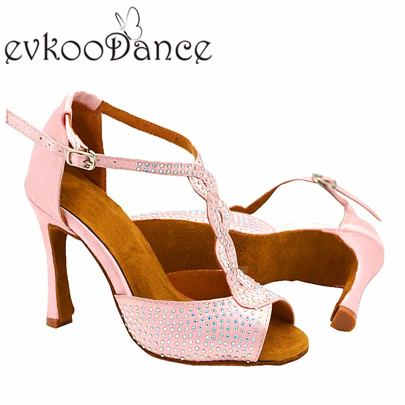 Розовые Сатиновые женские туфли для латинских танцев на высоком каблуке 10 см с открытым носком; размеры США 4-12; NL178
