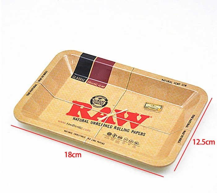 

10pcs/lot Matel 18x12.5cm smoking tray Tobaccon RAW roller paper tool grinder cigarette accessary trays kitchen for men