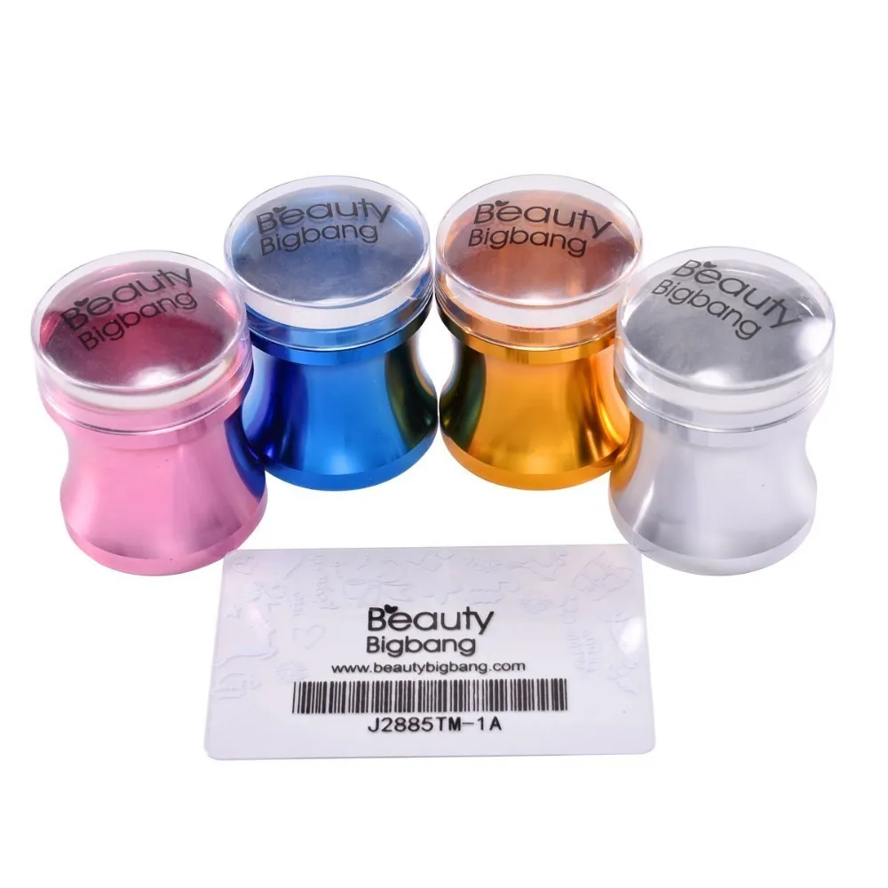 

BeautyBigBang Metal Nail Art Stamper + Plastic Scraper Clear Jelly Silicone Head For DIY Nail Polish Stamping Stencil Tools