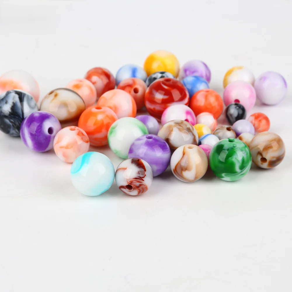 

8/10/12/14/16mm Colorful Stripe Acrylic Beads Round Loose Spacer Beads For DIY Jewelry Making