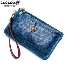 Клатчи для девушек из натуральной кожи, маленький клатч, модная сумка со змеиным узором, двойная молния, Большой Вместительный Длинный кошелек с карманом для телефона