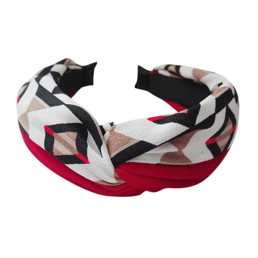 red Для женщин узел Hairbands банданы для мужчин элегантный обувь девочек печати широкая головная повязка модные Шикарные аксессуары волос повязка Cabea feminina - Цвет: red