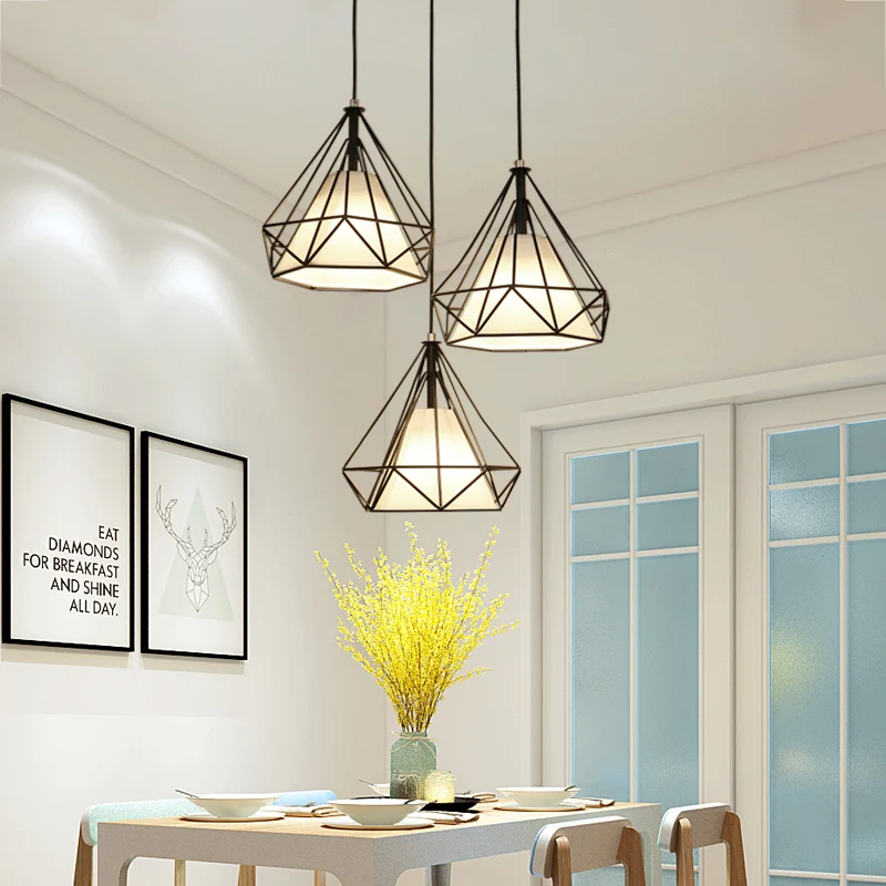 Us 31 95 29 Off Nordic Vintage Pendant Lights Scandinavian Diamond Lamps Black Cage Hanglamp Living Room Kitchen Lighting Fixtures Lamp In Us 31 95 29 Off Nordic Vintage Pendant Lights Scandinavian Diamond Lamps Black Cage Hanglamp Living Room Kitchen Lighting Fixtures Lamp In
