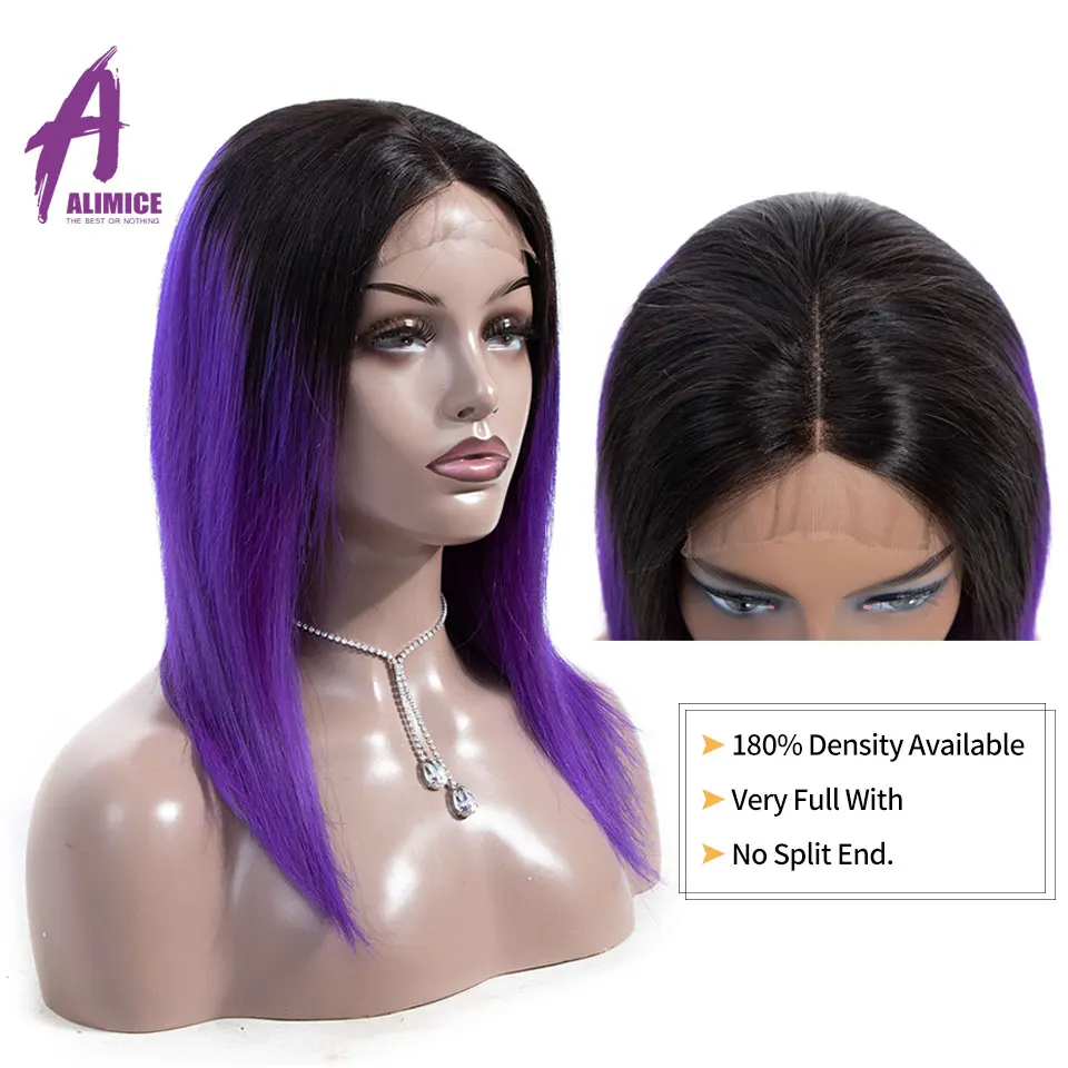 Alimice 180% Colored PinkBlondeRedBlueOrange Wigs Short Ombre Lace Front Human Hair Wigs Remy Brazilian Straight Hair Wig  (12)